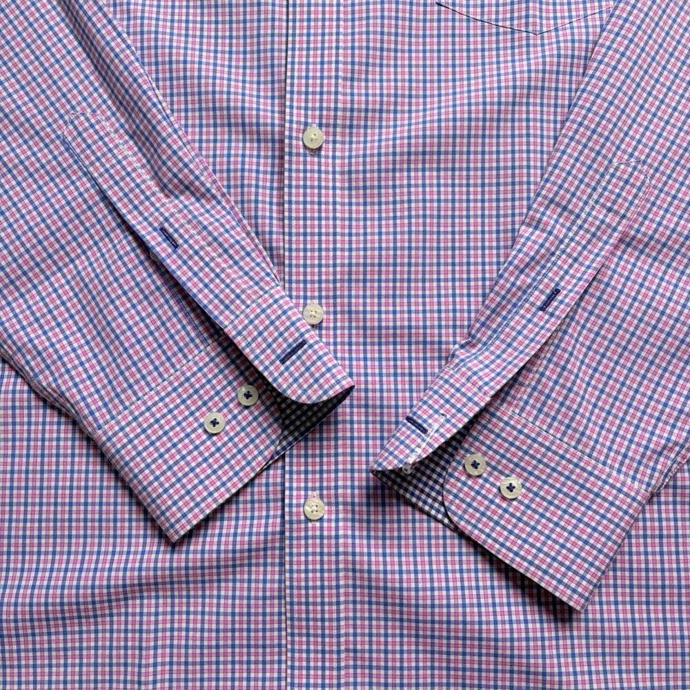 UNTUCKit Mens XXXL‎ Blue Pink Gingham Two Ply Cotton Button Down Shirt - Picture 2 of 6